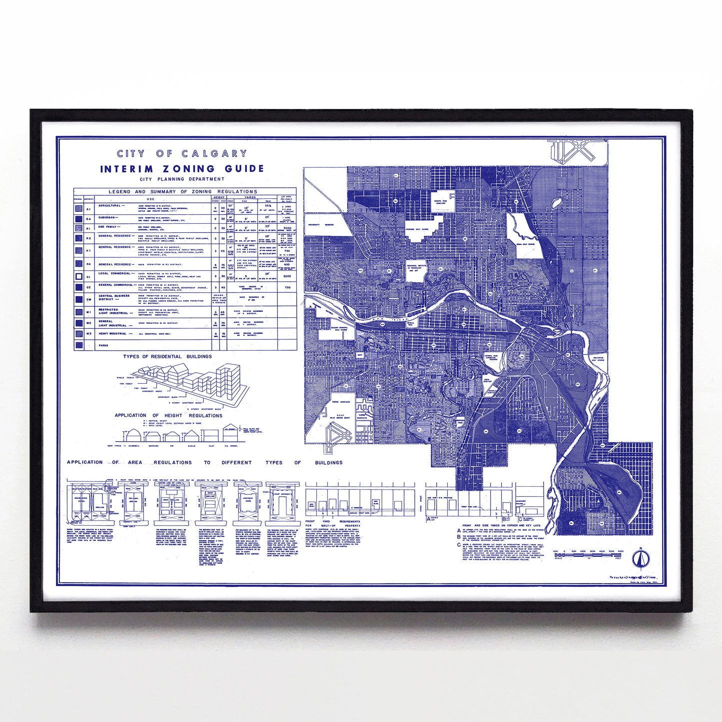 “City of Calgary Interim Zoning Guide” print by C. G. A. May (1952)