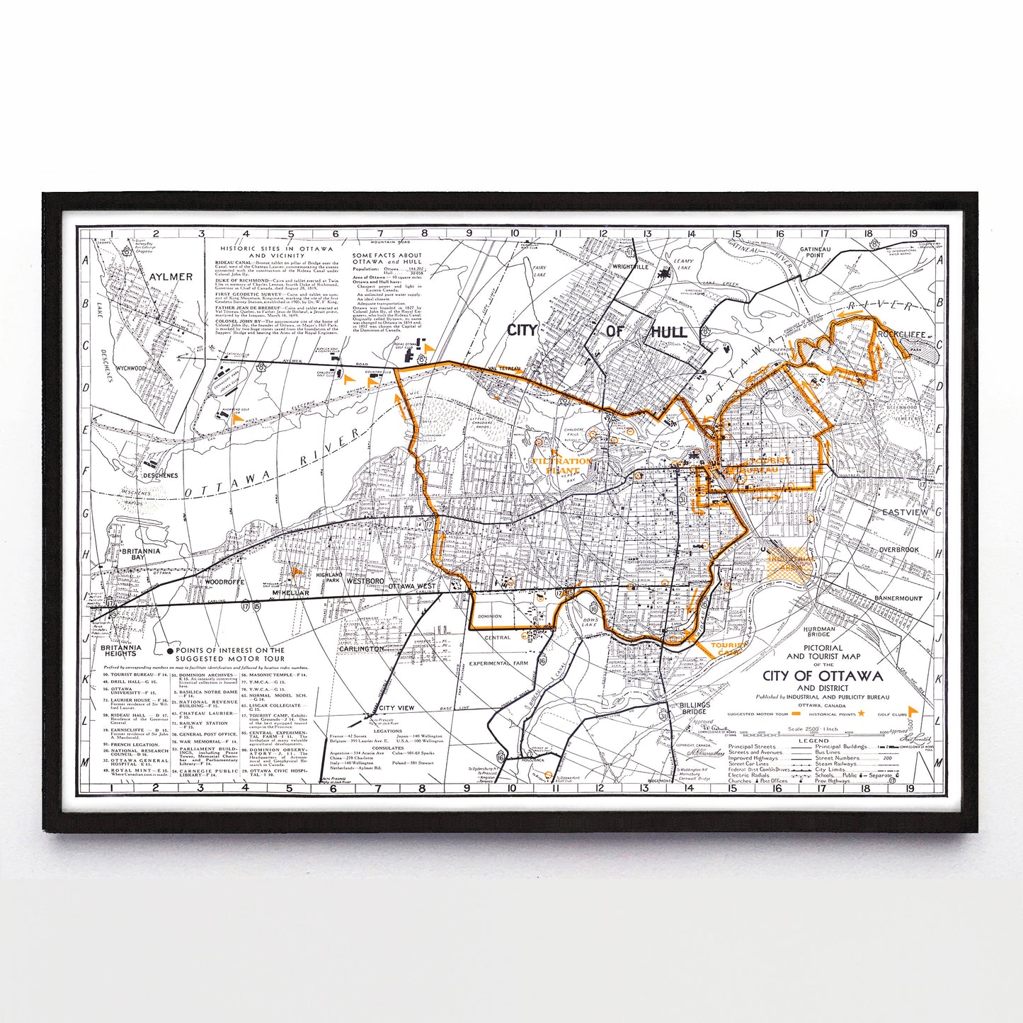 “Pictorial and Tourist Map of the City of Ottawa” by Ottawa's Industrial & Publicity Bureau (1940)